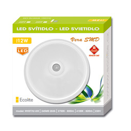 LED stropné svietidlo Ecolite WHST78/LED 4100K s pohybovým čidlom